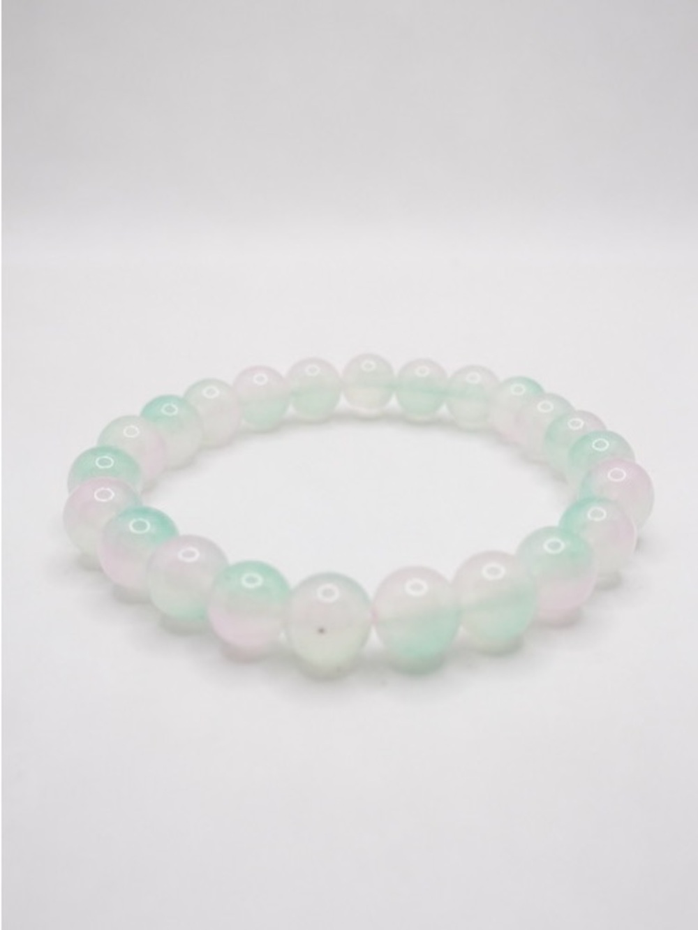 Mint & Blush Ombre Beaded Stretch Bracelet | Frosted Glass Pastel Stackable